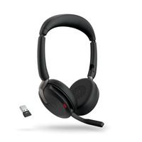 JABRA Evolve2 65 Flex Stereo Wireless Headset - UC Certified - Collapsible - Active Noise Cancelling - Dual Foam - USB A