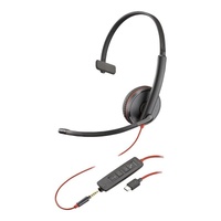 HP Poly Blackwire C3215 Corded Headset - Mono - UC - 3.5mm - USB C