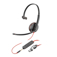 HP Poly Blackwire C3215 Corded Headset - Mono - UC Certified - 3.5mm - USB A with Carry Case