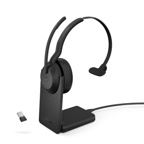 Jabra Evolve2 55 MS Mono BT Headset w Charging Stand, Link 380 USB-A