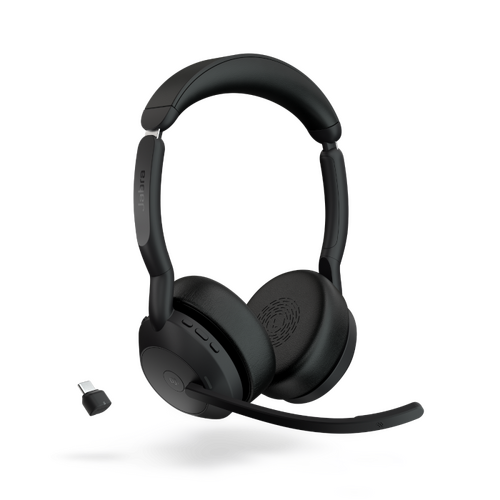 Jabra Evolve2 55 MS Stereo Bluetooth Headset w Link 380 USB-C