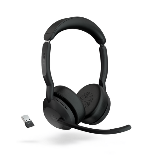 Jabra Evolve2 55 MS Stereo Bluetooth Headset w Link 380 USB-A