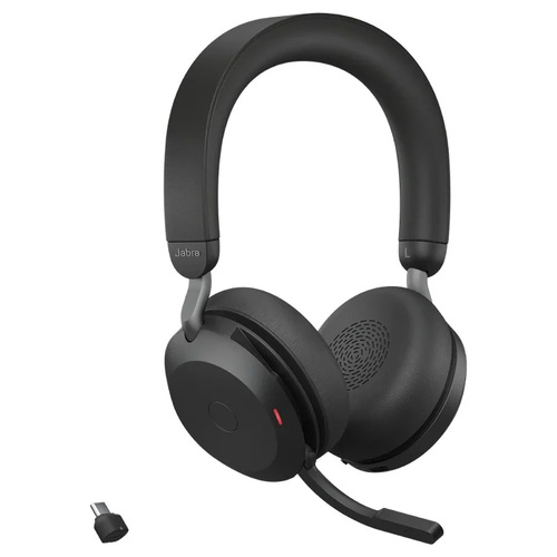 JABRA Evolve2 75 Stereo Wireless Headset - UC Certified - Active Noise Cancelling - Hidden Boom 8 Mic's - USB A