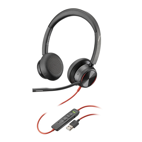 Poly Blackwire 8225 Corded Headset - Stereo - UC Certified - Active Noise Cancelling - USB A - Online Indicator with Call Controls