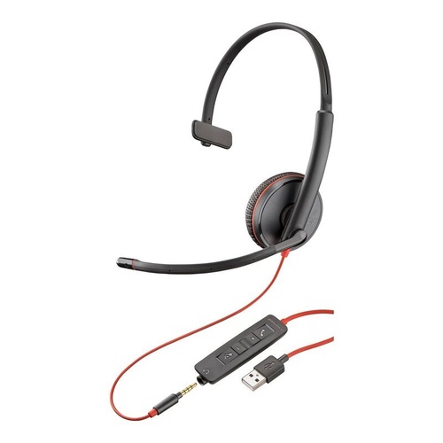 HP Poly Blackwire C3215 Corded Headset - Mono - UC - 3.5mm - USB A