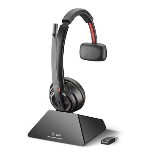 HP Poly Savi S8210-M UC, D200 USB-A, Single Ear, DECT, MS, Wireless Headset