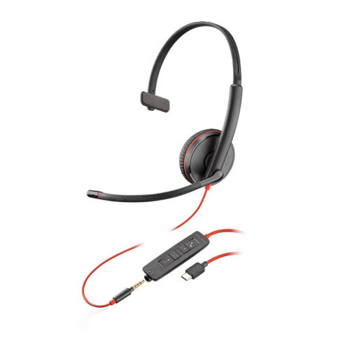 HP Poly Blackwire 3215 UC Mono USB-C/A & 3.5mm Corded Headset