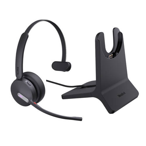 Yealink (BH70) Wireless Headphones - Mono - MS Certified - Bluetooth - BT51 Dongle - Black - USB C + A Adapter and Charging Stand - Separate Items