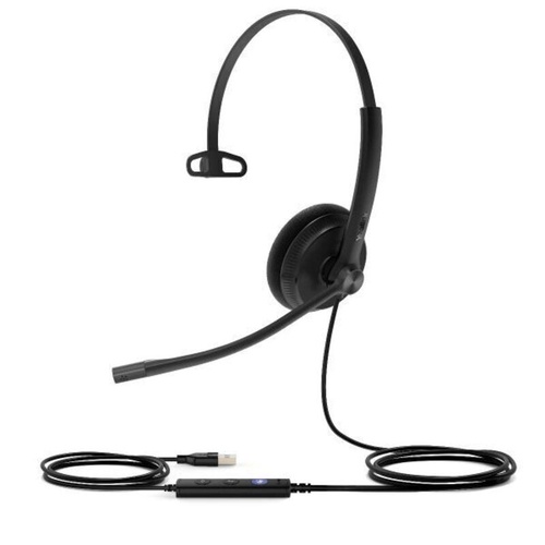 Yealink (UH34 Lite) Wired Headphones - Mono - MS Certified - USB A - with Bonus USB A + C Adapter