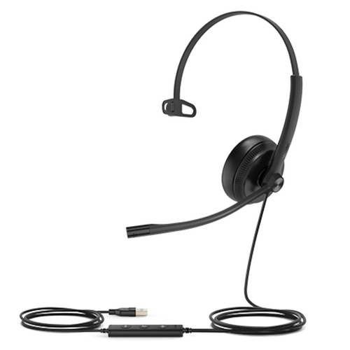 Yealink (UH34) Wired Headphones - Mono - MS Certified - USB A - with Bonus USB A + C Adapter