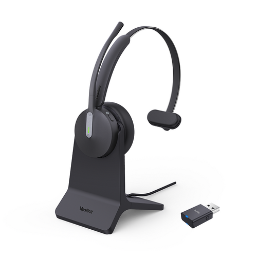 Yealink WH64 MS Mono Hybrid Bluetooth DECT Headset with WDD60 Dongle and Charging Stand